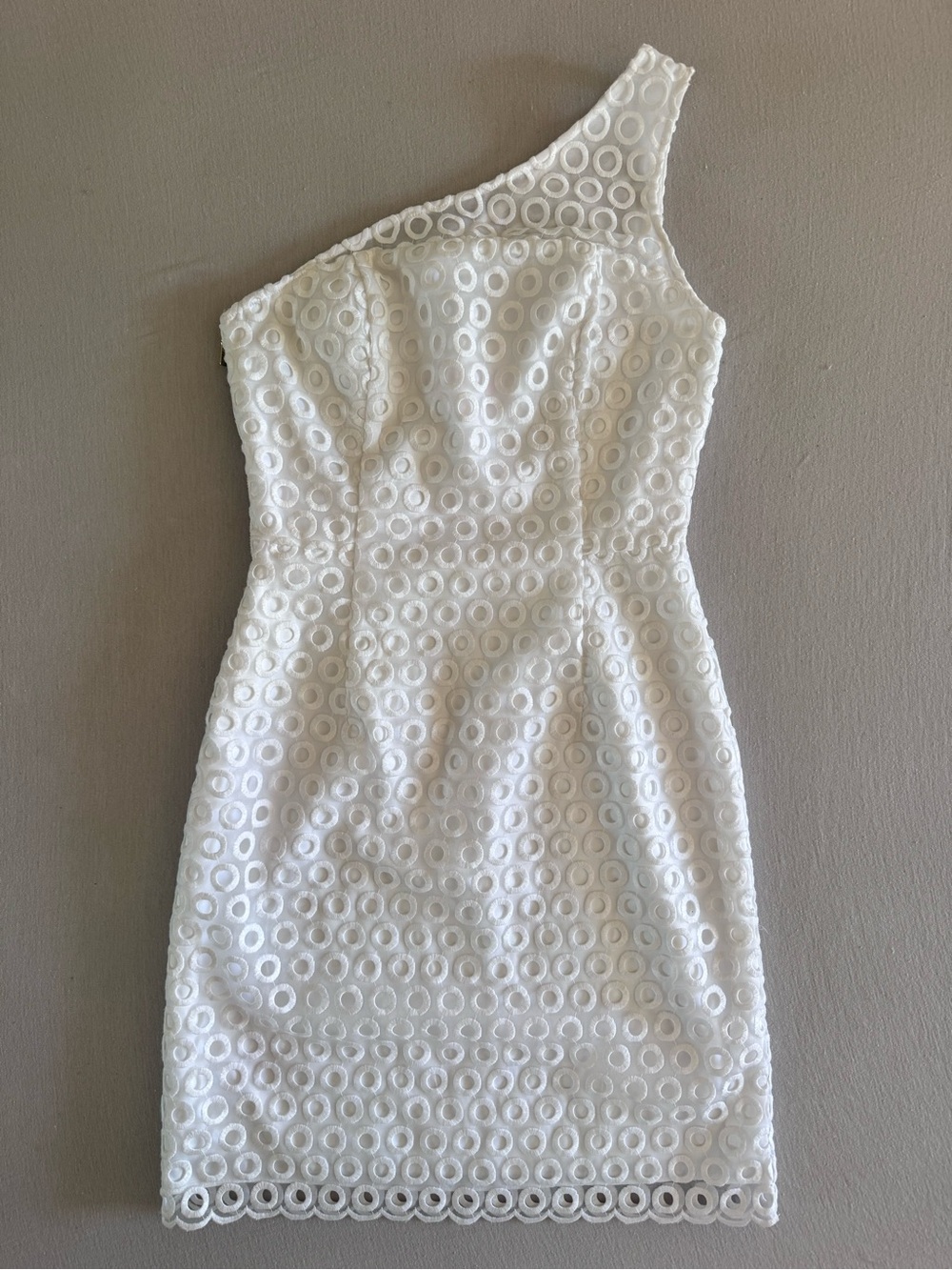 Lilly Pulitzer White One-Shoulder Mini Lace Dress